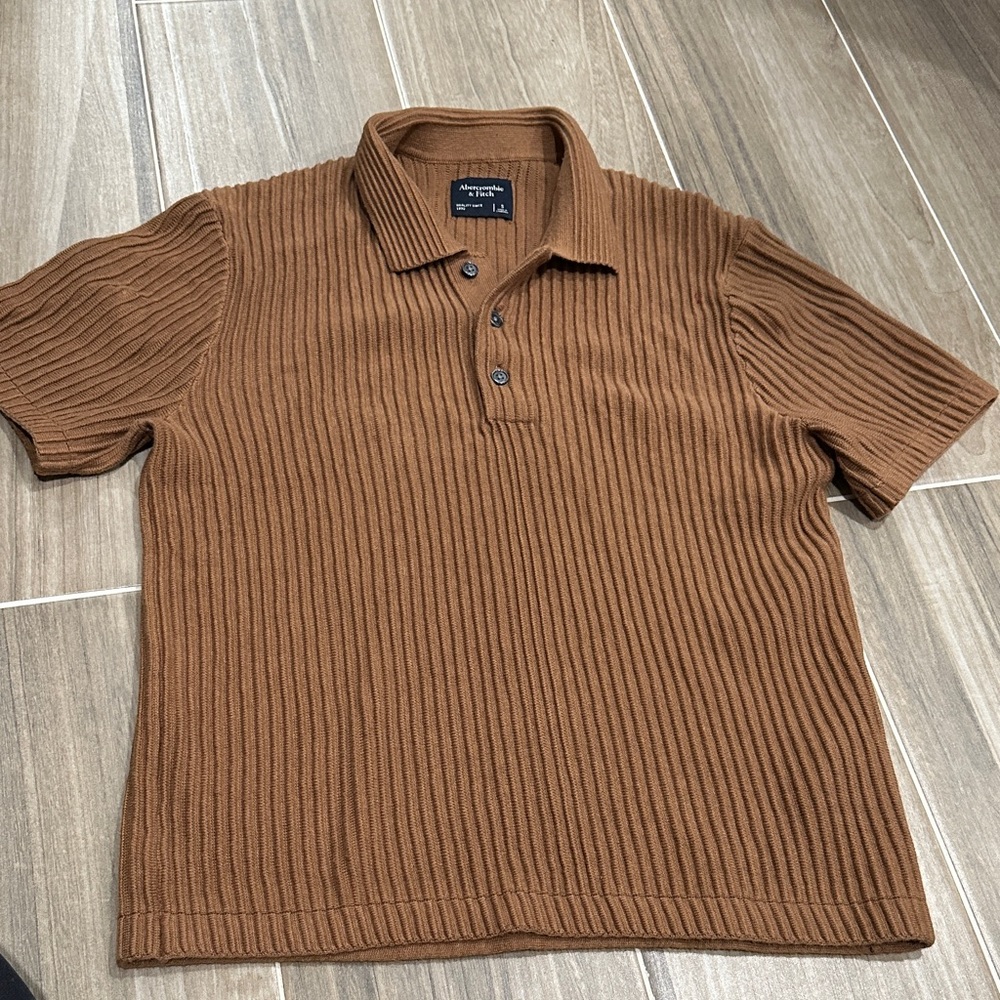 Banana Republic Brown Ribbed Polo Shirt